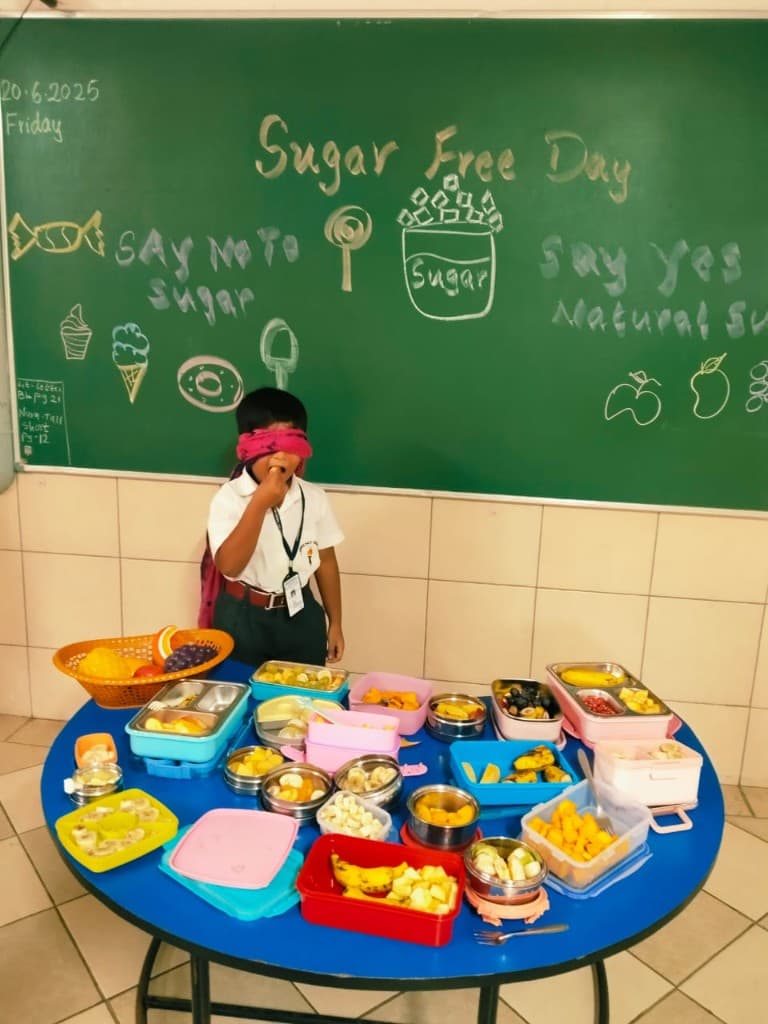 A kindergarten child during Sugar Free Day at Lawrence High School