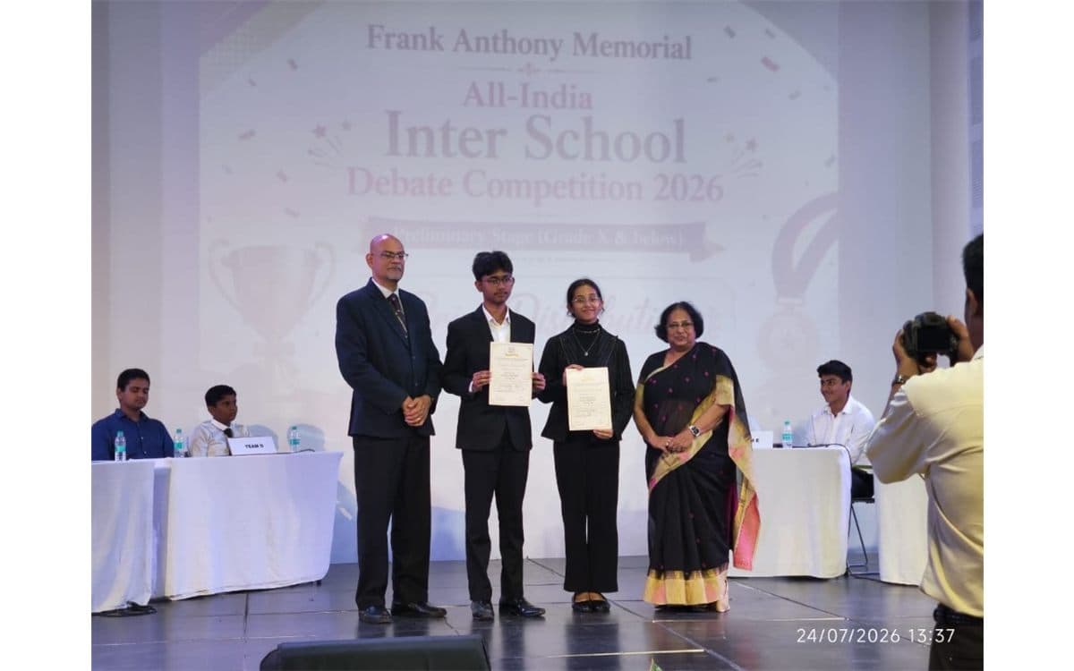 Lawrence students with certificates at the Frank Anthony Memorial Debate Competition