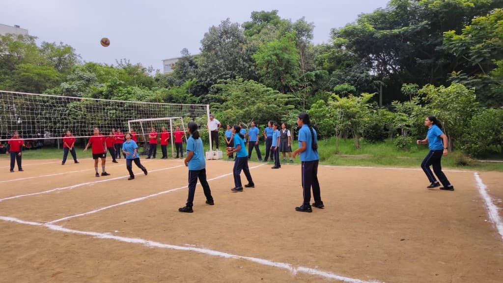 Students playing volleyball at Lawrence High School